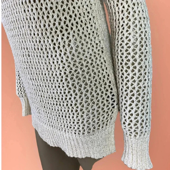 W118 by Walter Baker Cream Open Knit Pullover Sweater Women Size S Gold Thread - Picture 7 of 16